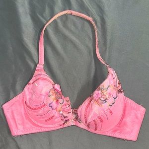 Vintage Pink embroidered custom las Vegas costume bra designer lingerie